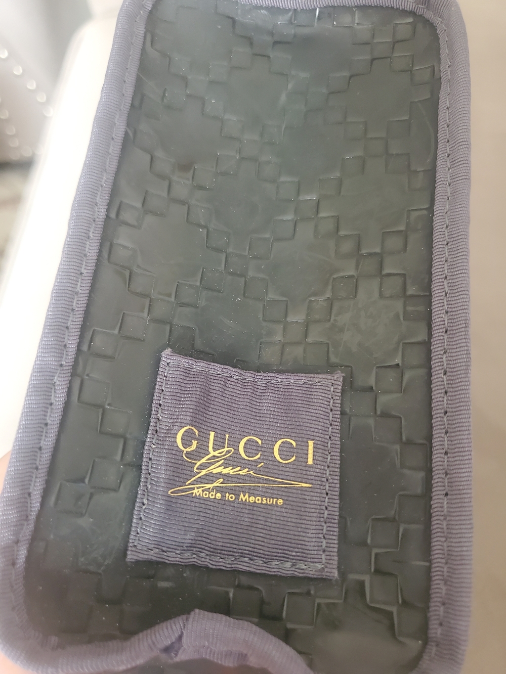 Gucci Grey Rubber  Embossed Travel Cosmetic Pouch with Gold-Tone Zipper